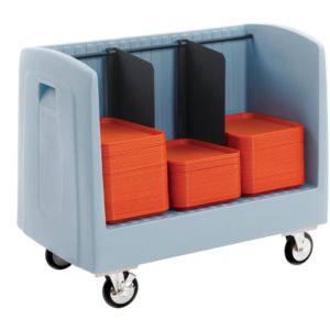 CARRO TRANSPORTADOR DE CHAROLAS MEDIDAS: LARGO 38 15/16 PG, ANCHO 20 PG Y ALTO 31 7/8 PG 60 PLATOS U 80 CHAROLAS