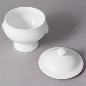 TAZON SOPA CON TAPA 12 oz. White Porcelain Small Lion Headed Tureen - 36 CAJA (PRECIO POR CAJA)