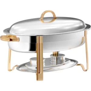 CHAFER OVALADO 6 QT TERMINADOS EN DORADO CHOICE