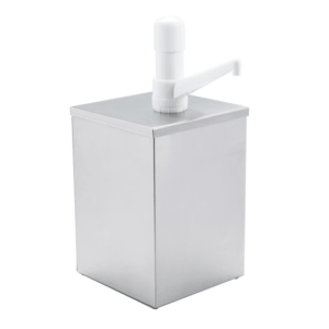 DISPENSADOR DE CONDIMENTOS 1 GALON MEDIDAS: LARGO 7 1/4 PG, ANCHO 7 1/4 PG Y ALTO 15 PG (CATSUP, MOSTAZA, MAYONESA)