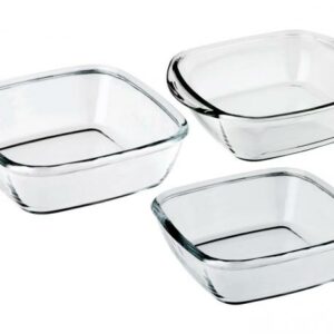 Juego De 3 Refactarios Cuadrados Sempre 2.4 L, 1.5 L, 700Ml