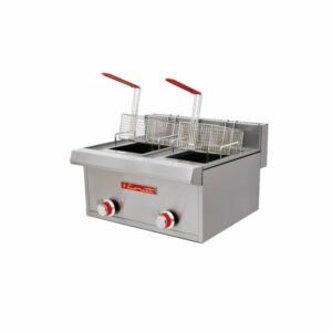Freidora Fc-10-D Petit Acero Inoxidable PREMIUM Sin Termostato Freidora De Mesa A Gas Doble Tina 2 Canastillas 0.640 X 0.565 X 0.310 M