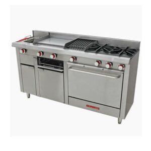 Estufa Multiple Petit Turbo PREMIUM A Gas 1 Tina 1 Plancha 1 Asador Con Parrilla Reversible 2 Parrillas Superiores 1 Horno Grande 1.710 X 0.63 X 0.96 M