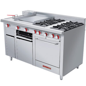 Estufa Multichef Master PREMIUM Estufa A Gas Con 4 Quemadores Abiertos 1 Plancha 1 Gratinador 1 Freidora 3 Lt Y 1 Horno 1.520 X 0.810 X 0.960 M