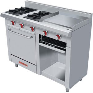 Estufa Minichef Petit Acero Inoxidable PREMIUM A Gas 2 Quemadores 1 Plancha 1 Gratinador Y 1 Horn 1.200 X 0.565 X 0.960 M