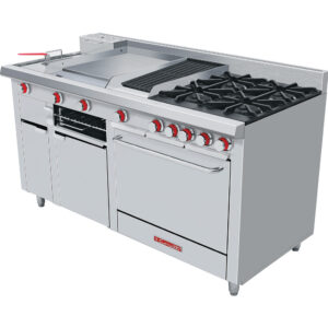 Estufa Multiple Master PREMIUM De 4 Quemadores Abiertos Asador Plancha Gratinador Freidora De 3 Litros Y Horno 1.710 X 0.810 X 1.090 M