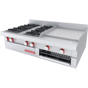 Estufa Minichef De Mesa Master PREMIUM De 4 Quemadores Abiertos Plancha Y Gratinador 1.200 X 0.810 X 0.310 M