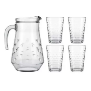Juego De Jarra Con 4 Vasos Batuque 1.5 L/265 Ml