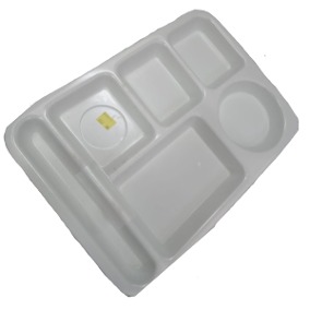 Melamina Charola Rectangular 5 Pg Compartimentos Con Portacubiertos Blanco Ostion