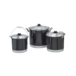 Juego Vaporeras Negro Plata Con Una Tapa De Cristal Medidas 22, 24 Y 30 Cm PROA