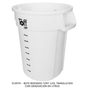 Contenedor Marca TOFF 120 Litros Traslucido Con Graduacion