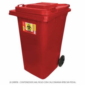 Cesto 240L Rojo Sin Pedal Con Impresión