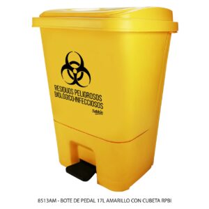Cesto De Pedal Amarillo 17L Con Cubeta Integrada RPBI(Se Vende Por Paquete De 2)