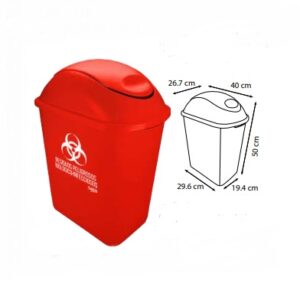 Cesto Jumbo Sin Asas Rojo Con Impresión De 26L (Se Vende Por Paquete De 8)