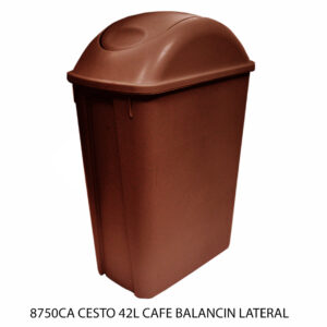 Cesto de 42 Litros Con Tapa Balancin Lateral Color Café(Precio por 2 piezas)