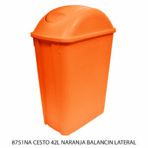 Cesto de 42 Litros Con Tapa Balancin Lateral Color Naranja(Precio por 2 piezas)