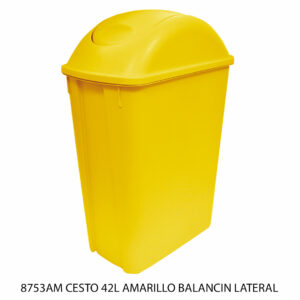 Cesto de 42 Litros Con Tapa Balancin Lateral Color Amarillo(Precio por 2 piezas)