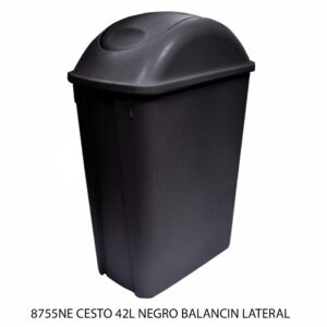 Cesto de 42 Litros Con Tapa Balancin Lateral Color Negro(Precio por 2 piezas)