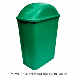 Cesto de 42 Litros Con Tapa Balancin Lateral Color Verde(Precio por 2 piezas)