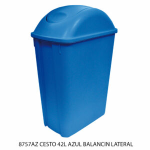 Cesto de 42 Litros Con Tapa Balancin Lateral Color Azul(Precio por 2 piezas)