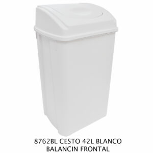 Cesto de 42 Litros Con Tapa Balancin Frontal Color Blanco(Precio por 2 piezas)