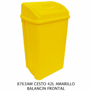 Cesto de 42 Litros Con Tapa Balancin Frontal Color Amarillo(Precio por 2 piezas)