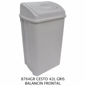 Cesto de 42 Litros Con Tapa Balancin Frontal Color Gris(Precio por 2 piezas)