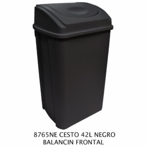Cesto de 42 Litros Con Tapa Balancin Frontal Color Negro(Precio por 2 piezas)