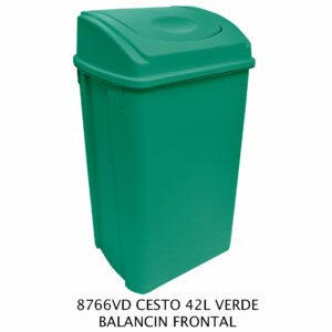 Cesto de 42 Litros Con Tapa Balancin Frontal Color Verde(Precio por 2 piezas)