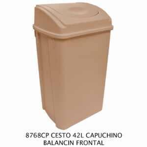 Cesto de 42 Litros Con Tapa Balancin Frontal Color Capuchino(Precio por 2 piezas)