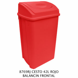 Cesto de 42 Litros Con Tapa Balancin Frontal Color Rojo(Precio por 2 piezas)