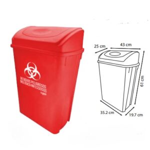 Cesto 42L SinTapa Rojo Con Impresión (Se Vende Por Paquete De 2)