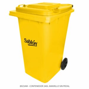 Cesto 240L Amarillo Sin Pedal, Con Asas y Ruedas