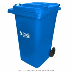 Cesto 240L Azul Sin Pedal, Con Asas y Ruedas