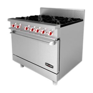 Estufa CG-61 De Acero Inoxidable Con 6 Quemadores y Horno De Acero Inoxidable Frente 91.5 x Fondo 76.8 x Alto 90