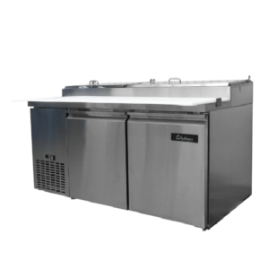 Mesa de Preparacion de Pizzas MP-2P-SS-02 De Acero Inoxidable 2 Puertas 17 Pies Frente 171 x Fondo 80 x Alto 101