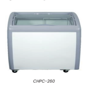 Congelador CHPC-260 de Acero de puerta de cristal 9.18 pies 70.5 x 99 x 87.5 cm