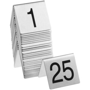 JUEGO DE PORTA NUMEROS PARA MESAS 1 A 25 ACERO INOX MEDIDA: 2.5 X 2.5 PG CHOICE