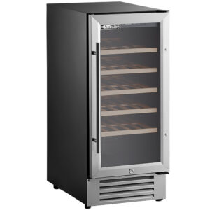 REFRIGERADOR PARA 32 BOTELLAS DE VINO 3.17 PIES CUBICOS MARCA AVA VALLEY MODELO WRC-32-SZ UNA TEMPERATURA PUERTA DE CRISTAL MEDIDAS GENERALES: 15 X 22 11/16 X 34 1/4 PG