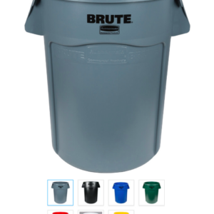 Contenedor de basura de 55 galones redondo gris Rubbermaid FG265500GRAY BRUTE