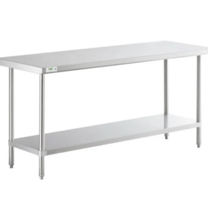 MESA DE TRABAJO 24 X 72 PG SUPERFICIE EN ACERO INOX 304 CAL. 16 REPISA Y PATAS ACERO INOX MARCA REGENCY