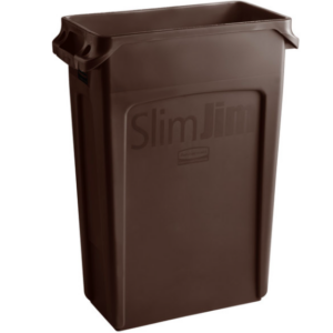 CONTENEDOR DE BASURA SLIM JIM 23 GAL. COLOR CAFE RUBBERMAID