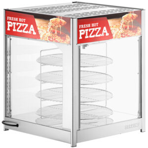 CONSERVADOR EXHIBIDOR DE PIZZA DE 18 PG DE 4 PARRILLAS ROTADORAS 120V, 1700W