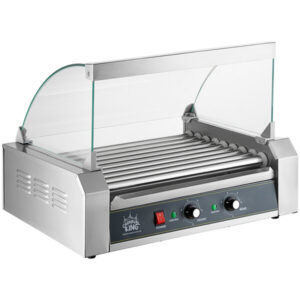 ASADOR DE SALCHICHAS 9 RODILLOS HOT DOG ROLLER 24 DOGOS CON DOMO ANTIESTORNUDOS 120V, 1170W CARNIVAL KING