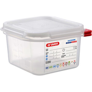 CONTENEDOR HERMETICO SEXTO DE 4 PG CON TAPA 1.9 qt (17.5X16.3X10 cm) ARAVEN