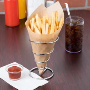 SOPORTE PARA PAPAS A LA FRANCESA TIPO CONO 6 X 4 PG (ALAMBRE CROMADO)