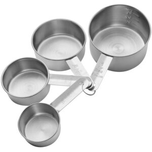 TAZAS MEDIDORAS ACERO INOX SET INCLUYE 1, 1/2, 1/3, 1/4 TAZA