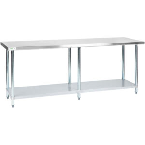 MESA DE TRABAJO 24 X 84 PG SUPERFICIE EN ACERO INOX 304 CAL. 16 REPISA Y PATAS GALVANIZADO MARCA REGENCY