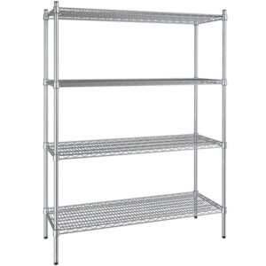 Estante de 18 x 48 de Acero inoxidable con Postes de 64 pg de 4 entrepanos