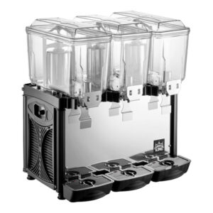 DISPENSADOR DE BEBIDAS REFRIGERADO TRIPLE 3 GALONES (11.35 LTS) CADA TINA MARCA CARNIVAL KING MEDIDAS: 23 5/8 X 16 5/16 X 27 5/16 PG